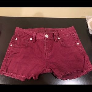 Red jean shorts